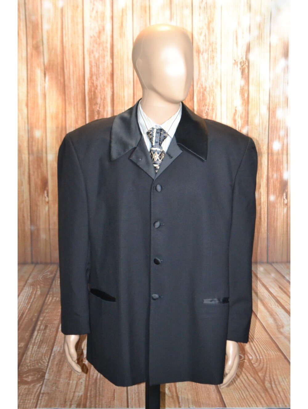 Lubiam Men Loro Piana Wool Black 5 Button Tuxedo Suit Jacket w/ Bow Tie Sz 48S